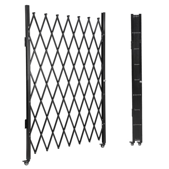 Danolapsi Steel Expandable Fence Gate Portable Flexible Single Folding Security Gate With 360°Rolling Wheel Adjustable MobileSafety Barrier Pet Fence Gate For Courtyards Garages Gardens