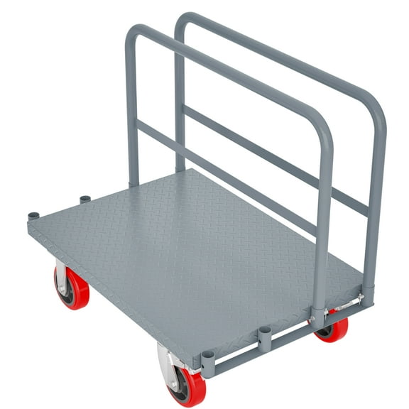 Danolapsi Steel Panel Truck Cart, 2000Lbs Capacity Heavy-Duty Drywall Sheet Cart With 6" Swivel Casters And Handrails, Platform Truck For Garage, Warehouse