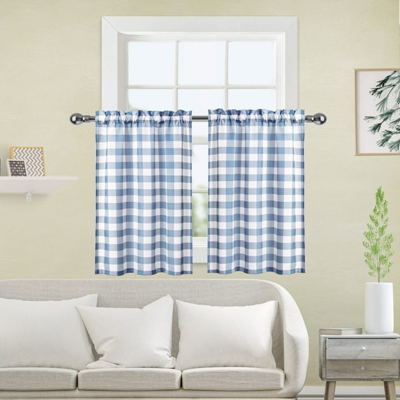 Danolapsi Tier Window Curtains,Small Curtain for Living Room Water-Resistant Buffalo Plaid Kitchen Curtain Tiers Small Window Treatments Drapes,Gingham Check Curtains with Rod Pocket