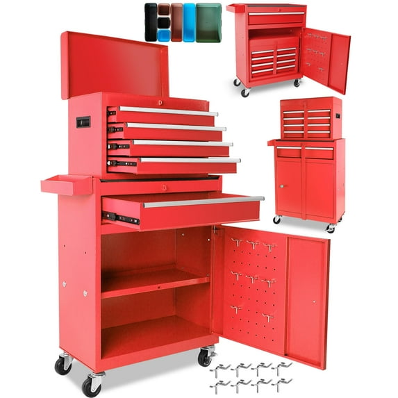 Danolapsi Tool Chest,2 in 1 Tool Boxes with 5 Drawers,Tool Cart with 7 Organizer Tray Divider Set & Wheels,5-Drawer Rolling Tool Chest,Large Rolling Tool Box Organizer for Garage,Workshop,Home Crafts