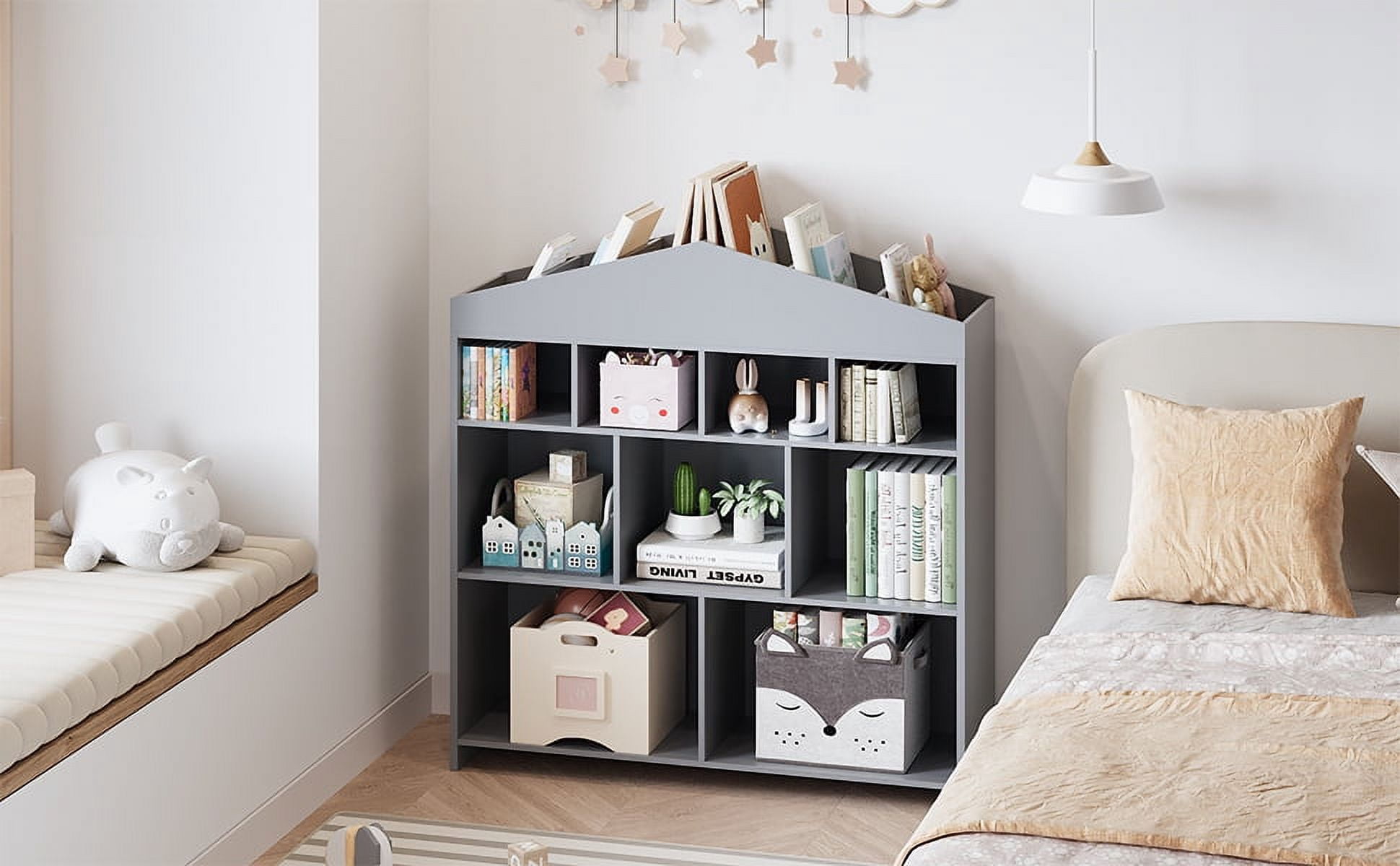Danolapsi Toy Storage Organizer White Kids Bookshelf 8 Cubes Dollhouse ...
