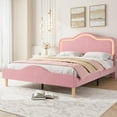 thumbnail image 1 of Danolapsi Twin/Full/Queen Size Bed Frame with Adjustable LED Headboard and Footboard, Velvet Upholstered Princess Platform Bedframe with Wooden Slats Support, No Box Spring Needed, 1 of 8