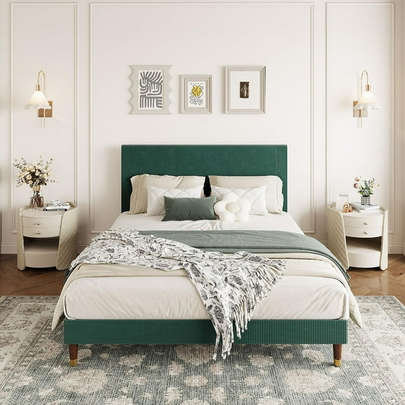 Danolapsi Twin Size Platform Bed Frame, Modern Twin Bed Frame with Upholstered Headboard and Strong Metal Slats Support, No Boxing Spring Needed, Easy Assembly