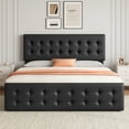 thumbnail image 1 of Danolapsi Upholstered Bed Frame with 4 Storage Drawers and Headboard,Faux Leather Platform Bed Frame,Button Tufted Design,Strong Wooden Slats Support,No Box Spring Needed, 1 of 9