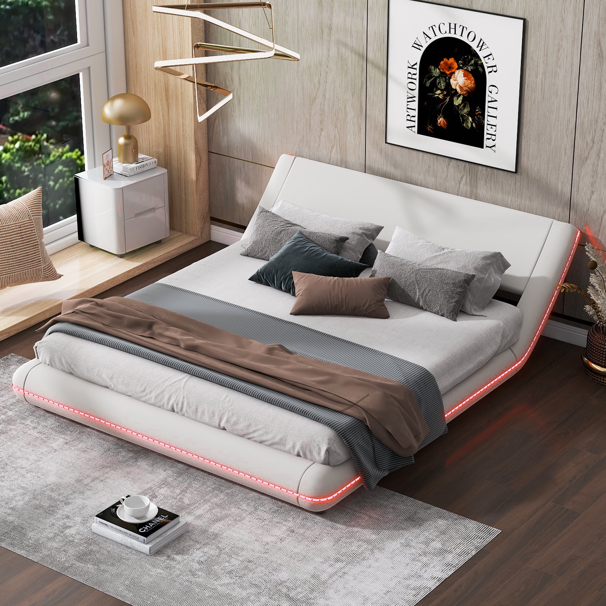 Danolapsi Upholstery Platform Bed Frame Full Size/Queen Size Floor Bed ...