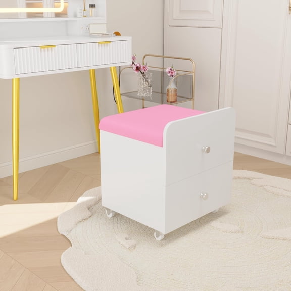 Danolapsi Vanity Stool with Storage, Vanity Chair with Drawer, Modern Multifunctional Chairs for Living Room, Bedroom and Makeup Stations