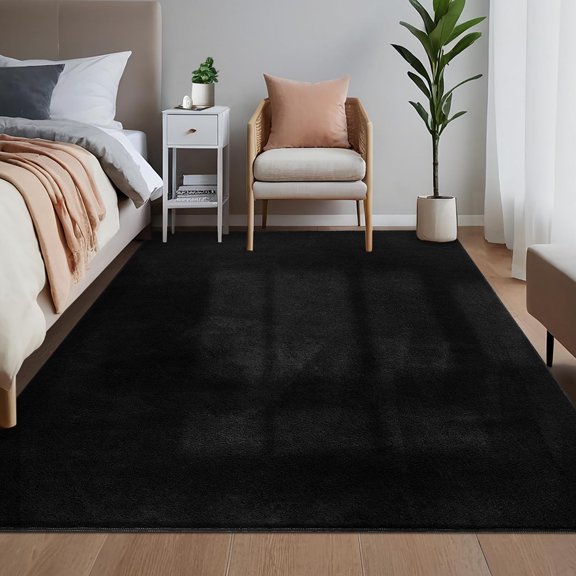 Danolapsi Washable Area Rug,Modern Minimalist Beige Rug with Non Slip Backing, Soft Fluffy Living Room Floor Carpet, Foldable Indoor Comfy Shaggy Carpet for Bedroom