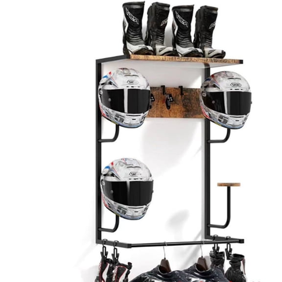 Danolapsi Wooden Wooden Motorcycle Helmet Rack Wall Mounted Motorcycle Helmet Display Rack Wooden Motorcycle Leather Equipment Rack