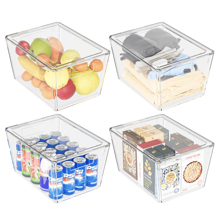 Danoni 4 Gallon Clear Storage Bins with Lids 4 Pack, Storage Containers for  Cabinet and Pantry