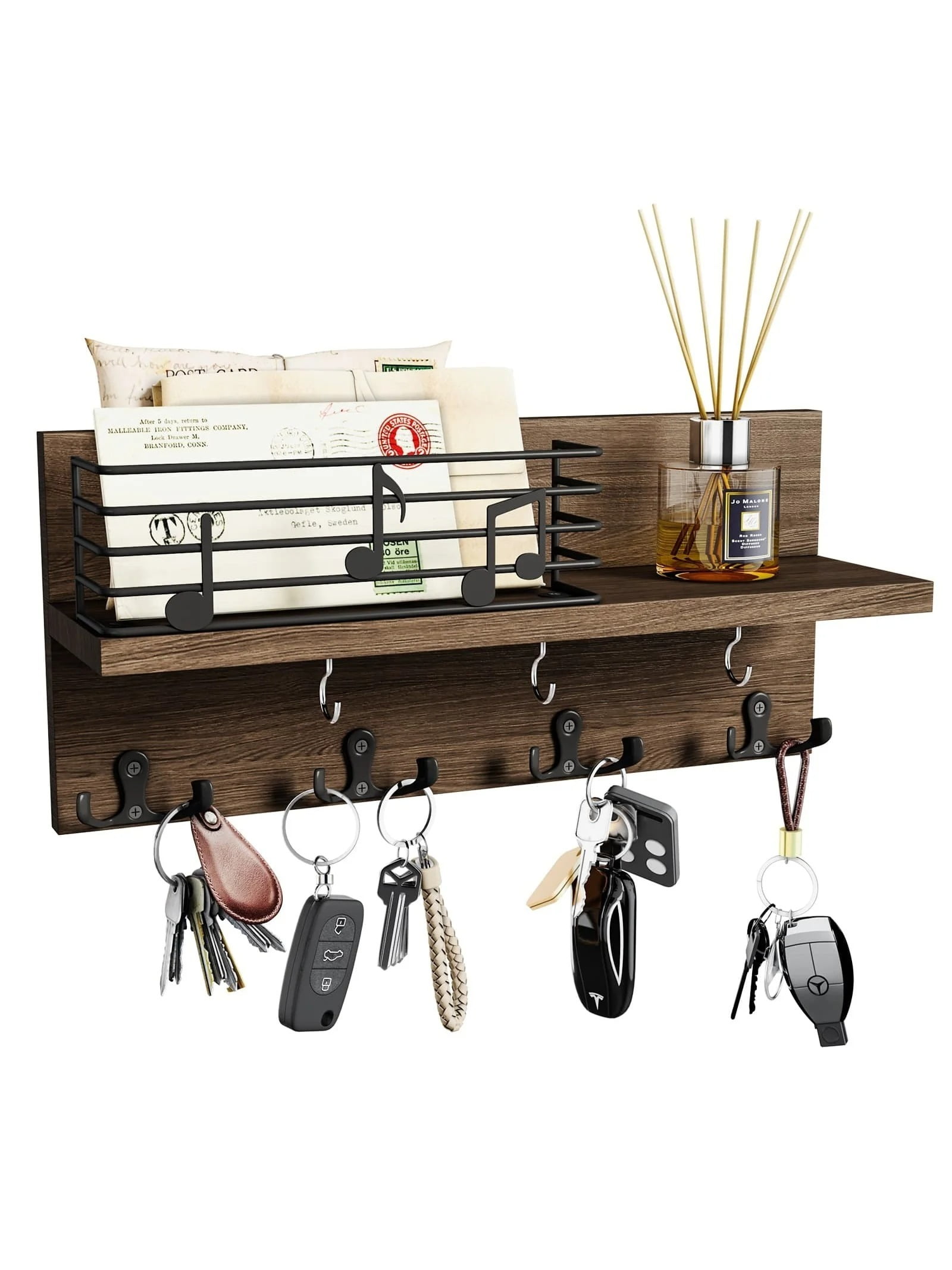 Danpu Mail Sorter Wall Mount Mail & Key Holder Organizer with 3 Wood