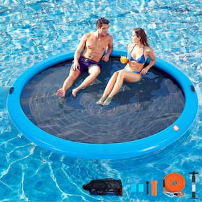 Danrelax 10FT Round Inflatable Float Ring for Adults, Heavy Duty Hammock Pool Lounger with Pump, for Lake, Ocean & Pool
