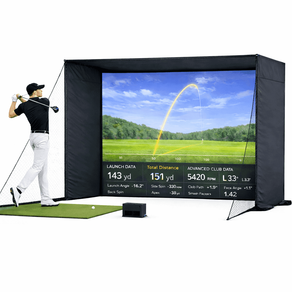 Danrelax 10 x 8 FT Golf Simulator Enclosure with Impact Screen, Indoor ...