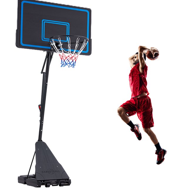 Danrelax 10FT Adjustable Portable Basketball Hoop, 44in PVC Black