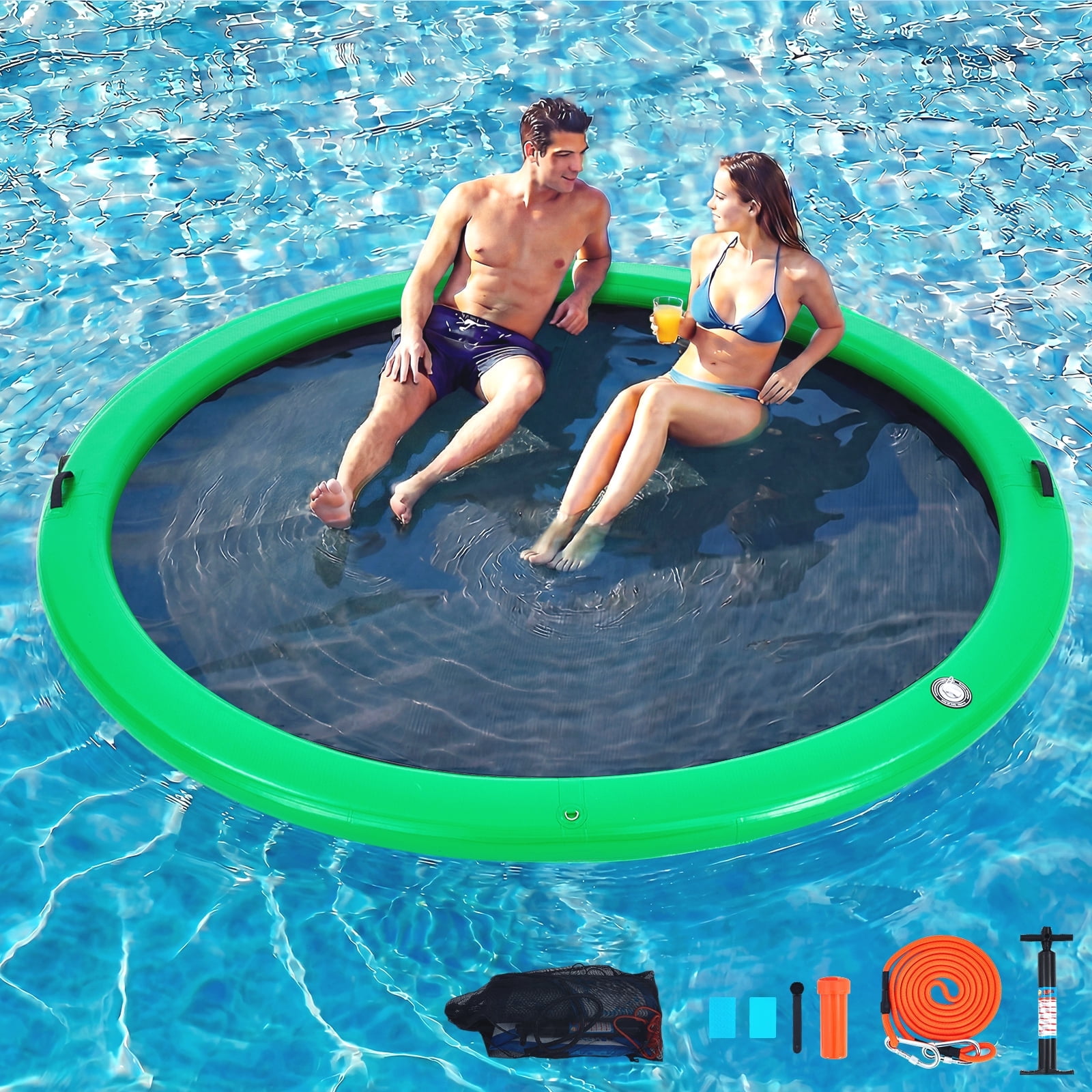 Danrelax 10FT Sunchill Round Inflatable Float Ring for Adults, Heavy ...