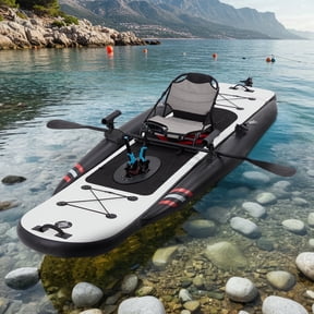 Danrelax 12ft Inflatable Kayak with Pedal System, Lightweight & Portable with Aluminum Seat, Rudder System, and Accessories Included, Black