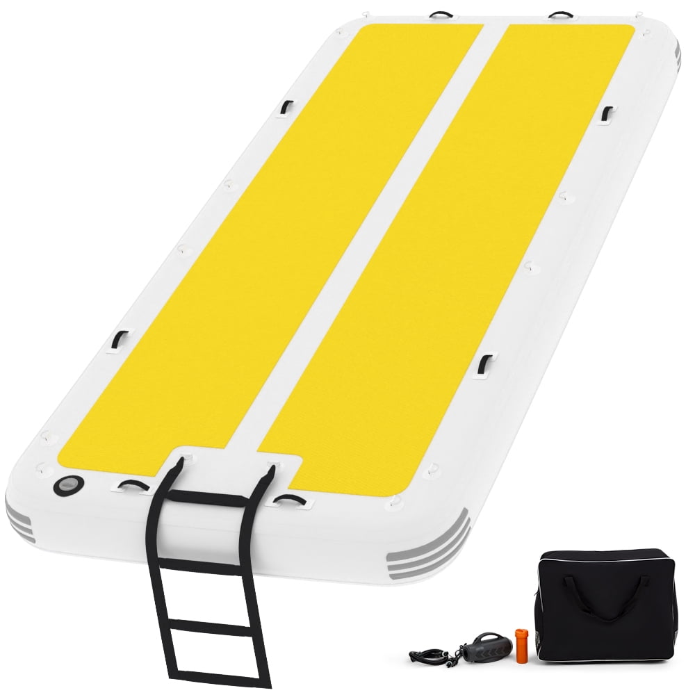 Floating Dock Pool Danrelax 15' x 6.5' Inflatable Floating Dock Platform with 5mm EVA Non ...