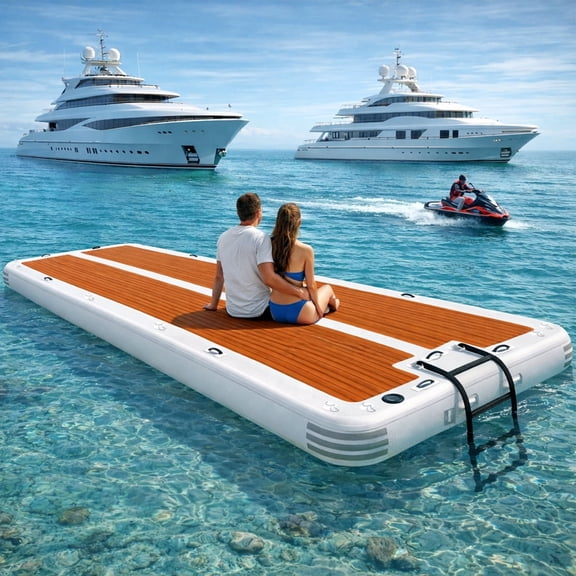 Danrelax 15'x6.5' Inflatable Floating Dock with Electric Pump, 5mm EVA, Fits 15, for Lakes, Pools