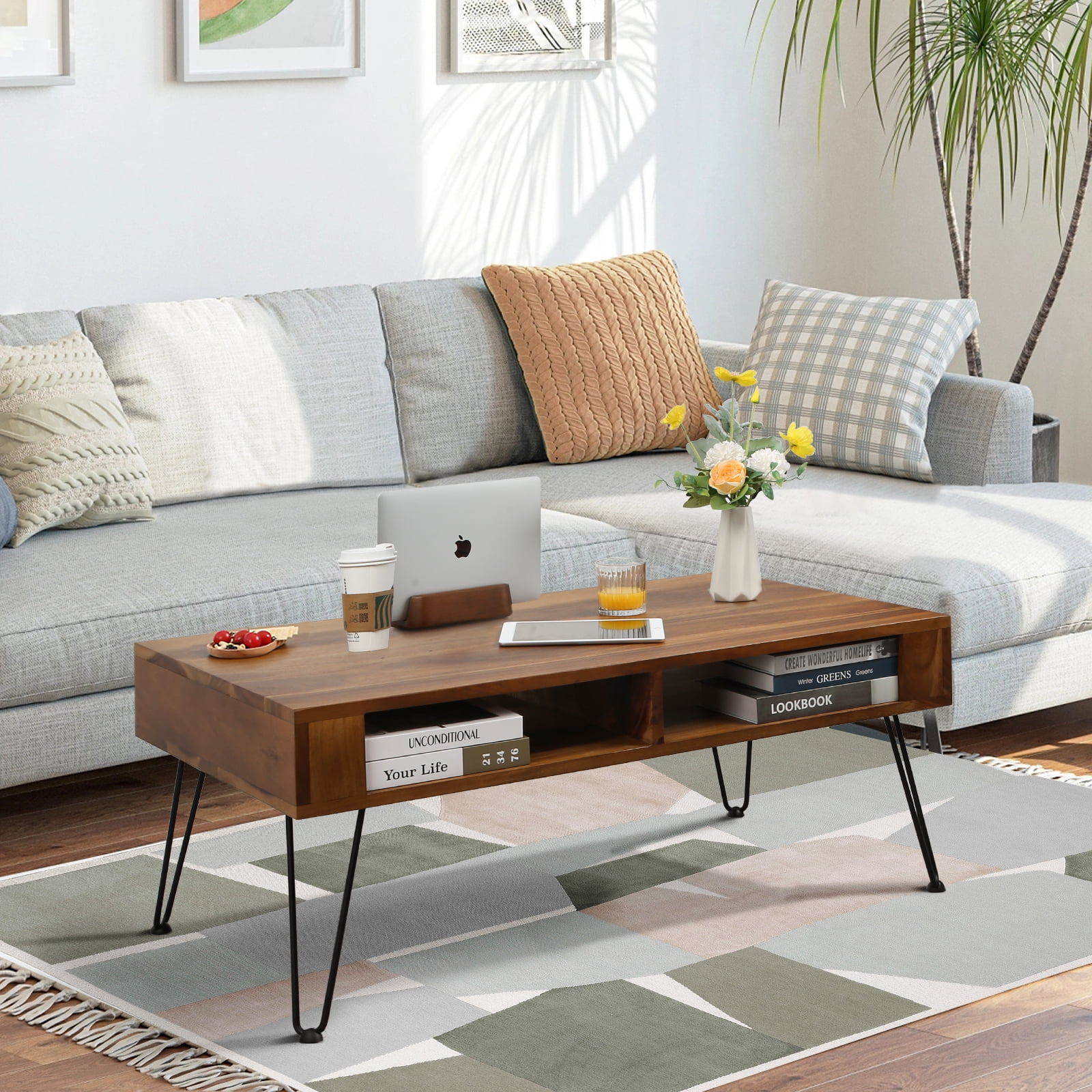 Benefield solid wood coffee table with storage deals