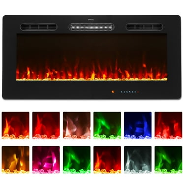 Danrelax 42'' Recessed Mounted Electric Fireplace Insert, 750/1500W