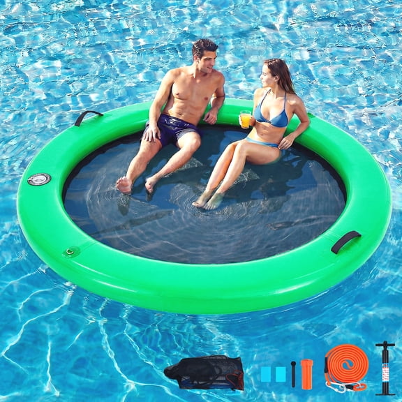 Danrelax 6FT Sunchill Round Inflatable Float Ring for Adults, Heavy Duty Hammock Pool Lounger with Pump, for Lake, Ocean & Pool