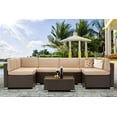thumbnail image 1 of Danrelax 7-Piece Outdoor Sectional Sofa Patio Conversation Set, PE Rattan Wicker Furniture, Steel Frame, Brown, 1 of 7
