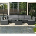 thumbnail image 1 of Danrelax 7-Piece Outdoor Sectional Sofa Patio Conversation Set, PE Rattan Wicker Furniture, Steel Frame in Gray w/ Gray Rattan, 1 of 7