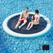 Danrelax 8FT Sunchill Round Inflatable Float Ring for Adults, Heavy Duty Hammock Pool Lounger with Pump, for Lake, Ocean & Pool