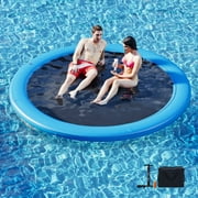 Danrelax 8FT Sunchill Round Inflatable Float Ring for Adults, Heavy Duty Hammock Pool Lounger with Pump, for Lake, Ocean & Pool