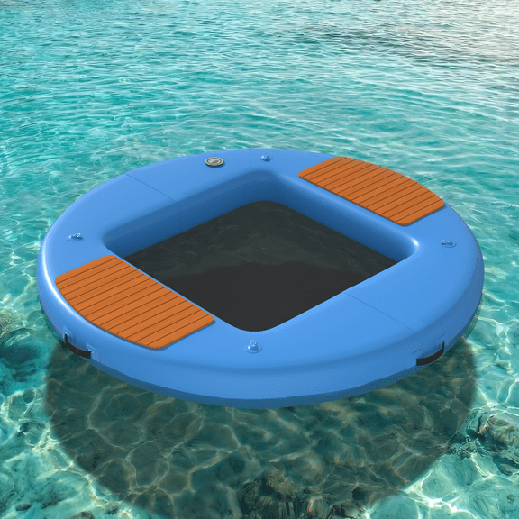 Danrelax 8 ft Inflatable Floating Dock with Mesh Swim Net, 6 in Thick Floating Platform for Lake and Pool, Non-Slip EVA Deck, Supports Up to 330 lb