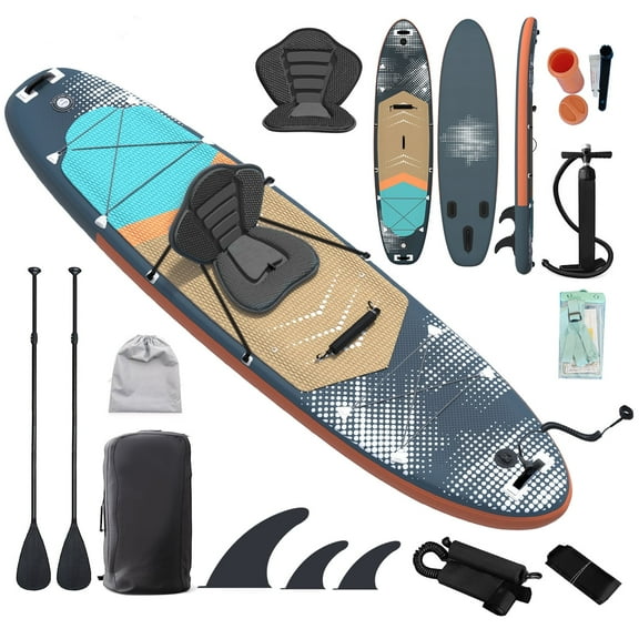 Danrelax 10.5' Inflatable Stand Up Paddle Board SUP Kit with Paddle, Pump, Backpack, Blue