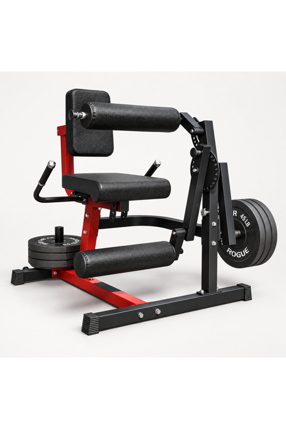 Leg Extension and Curl Machine, Plate Loaded Lower Body Workout Machine, Adjustable Leg Developer for Home Gym, Heavy Duty Quad Hamstring Trainer with Wheels for 1''/2'' Weight Plates