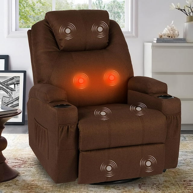 Danrelax Heated Massage Recliner Rocker, Living Room/Home Theater Seat