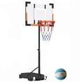 thumbnail image 1 of Danrelax Pool Basketball Hoop, Height Adjustable 3.9" to 6.9", Orange Steel Frame, Water Base, Includes Air Pump, 8-Inch Rubber Ball, Indoor & Outdoor Use, 1 of 7