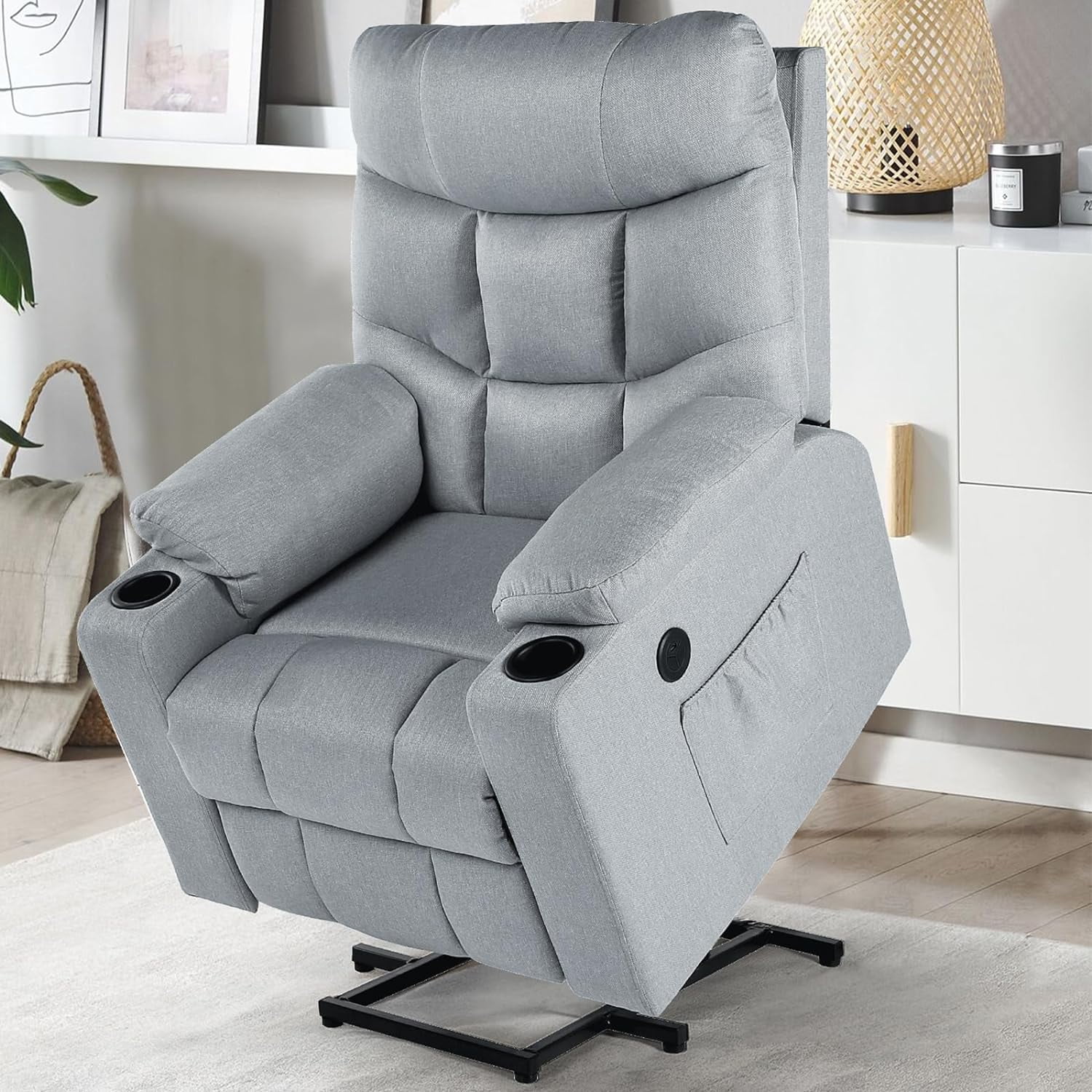 Danrelax Power Lift Chair Textile Recliner with Heated Vibration