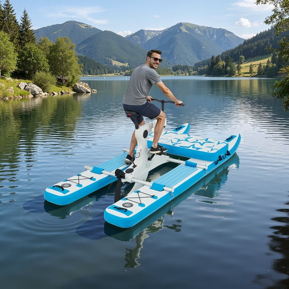 Danrelax Premium Inflatable Water Bike, Upgraded Kayak Bikeboat Hybrid, Portable & Durable PVC and EVA Material, Includes Bike System, Rest Pad, Repair Kit & Carry Bag, Perfect for Lakes,  Beach