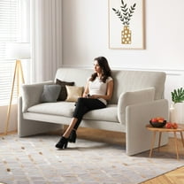 Danrelax Teddy Velvet Loveseat - 68" Comfy Love Seat for Any Room - Quick 20-Min Assembly, Perfect for Small Spaces - White