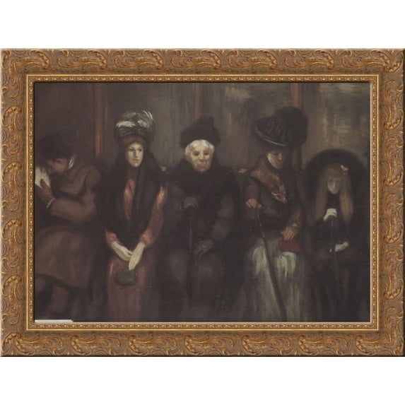 Dans Le Tramway 24x18 Gold Ornate Wood Framed Canvas Art by Theophile Steinlen