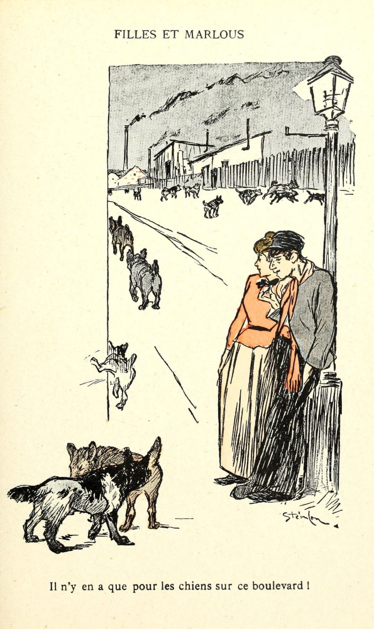 Dans la vie 1901 Dog cocking leg Canvas Art - Thophile Steinlen (24 x 36)