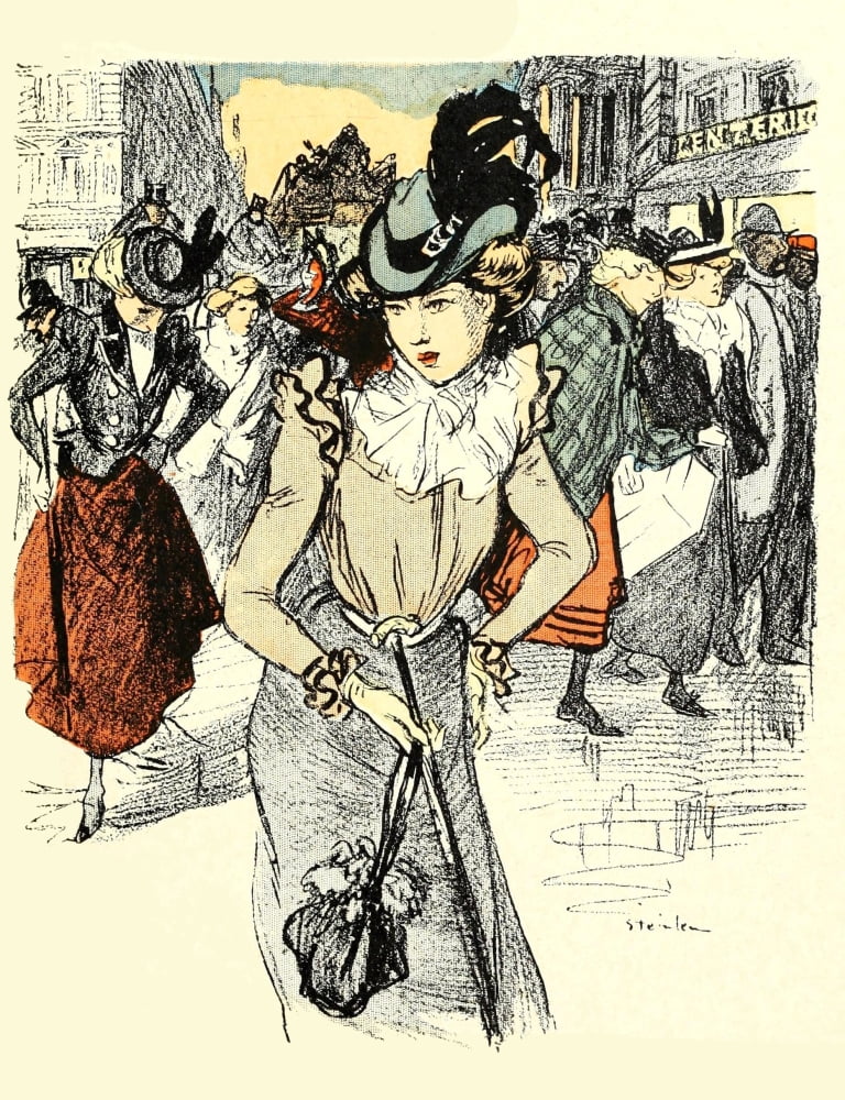 Dans la vie 1901 Lady on street Canvas Art - Thophile Steinlen (18 x 24)
