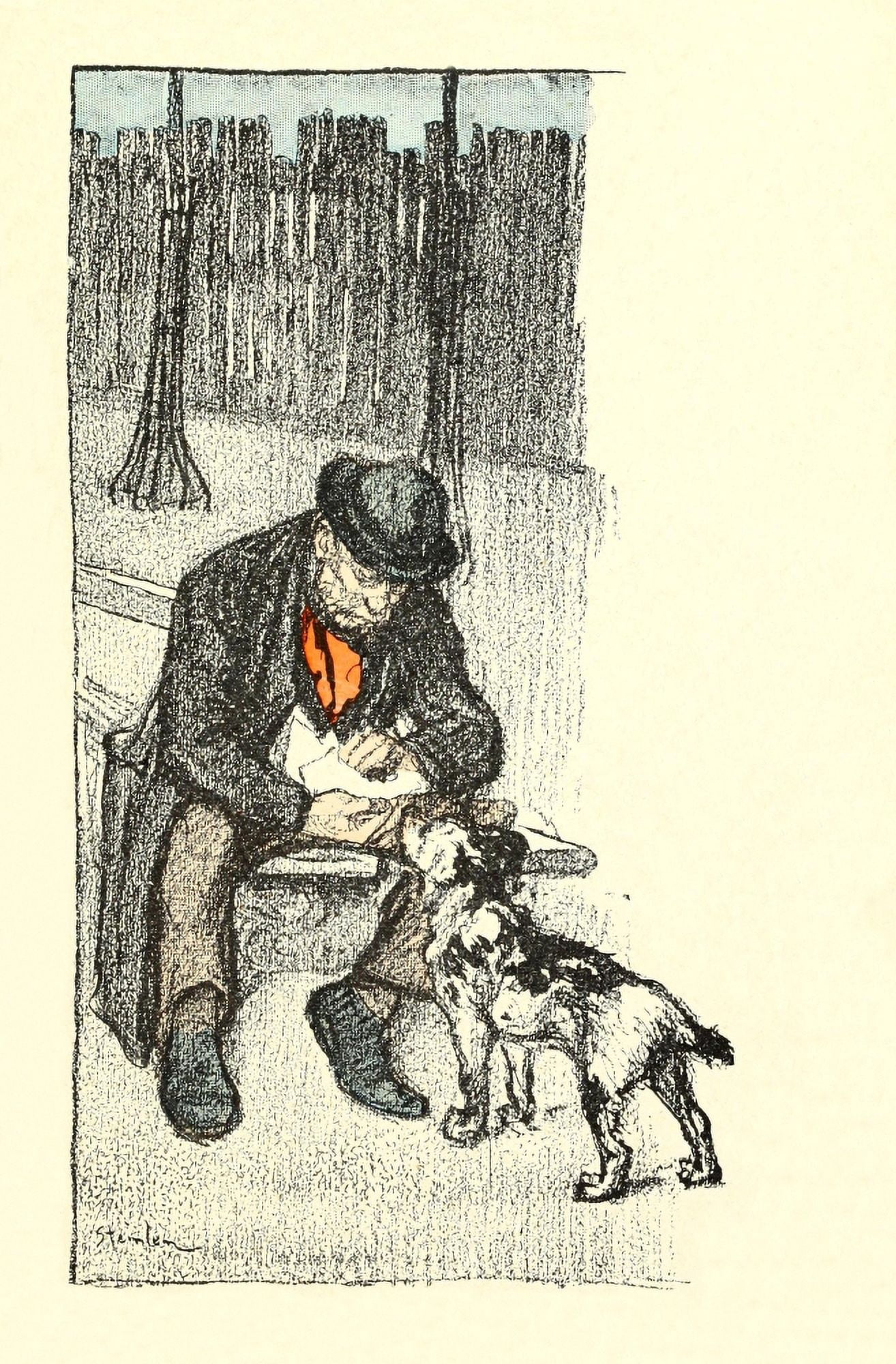 Dans la vie 1901 Scruffy dog Canvas Art - Thophile Steinlen (24 x 36)