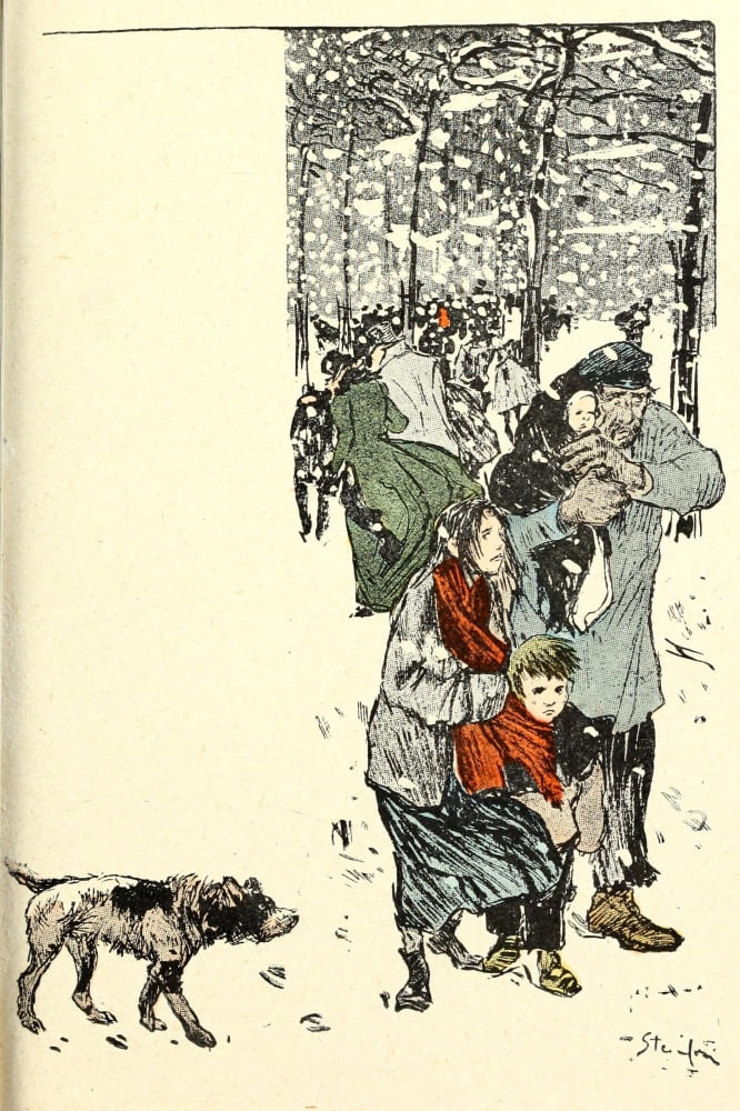 Dans la vie 1901 Scruffy dog in snow Canvas Art - Thophile Steinlen (18 x 24)