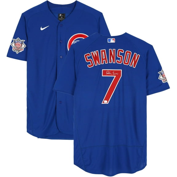Dansby Swanson Chicago Cubs Autographed Blue Authentic Jersey - Fanatics Authentic Certified