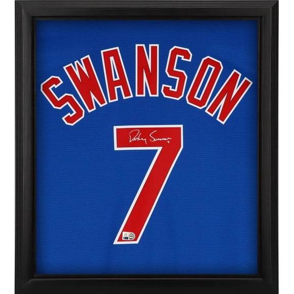 Dansby Swanson Chicago Cubs Framed Autographed Blue Replica Jersey Shadowbox - Fanatics Authentic Certified