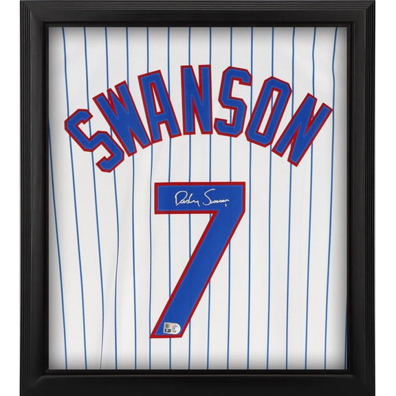 Dansby Swanson Chicago Cubs Framed Autographed White Replica Jersey Shadowbox - Fanatics Authentic Certified