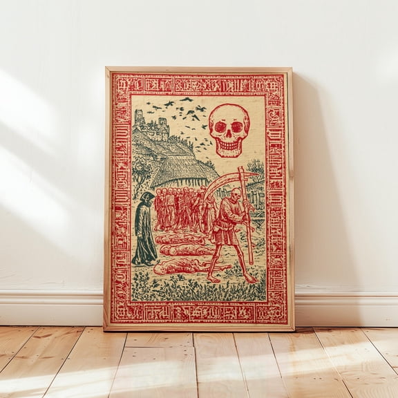 Danse Macabre Poster Medieval Skeleton Print Gothic Wall Art