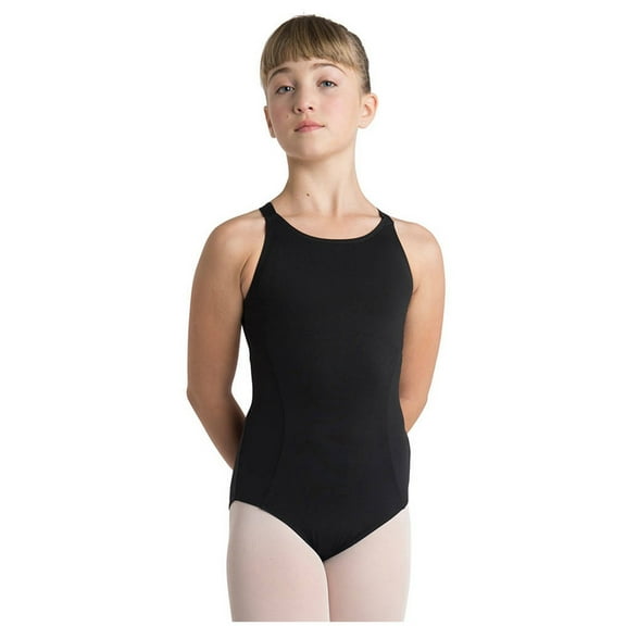 Danshuz Girls Black Harness Back Tank Tactel Microfiber Dance Leotard 8/10