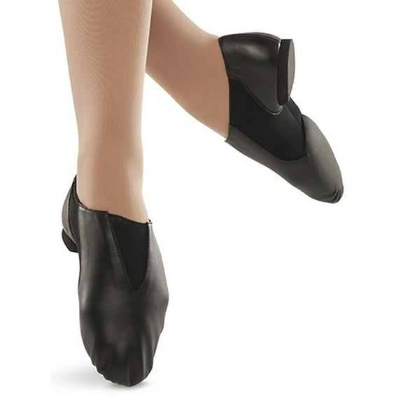 Danshuz Girls Black Leather Slip Sole Contour Jazz Shoes 1 Kids