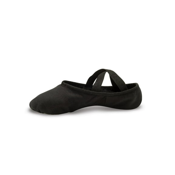 Danshuz Girls Black Stretch Split Sole Leather Spandex Ballet Shoes 11 Kids