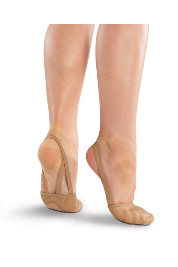 Girls Tan Freedom Half Sole Pleats Leather Upper Ballet Shoes XS