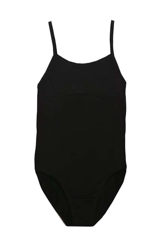 Little Girls Black Empire Front Flower Cutout Camisole Dance Leotard 2-4